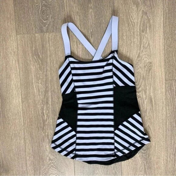 Lululemon Work It Out Tank Top Sea Stripe Polar Haze Black Black Size 4 - Picture 4 of 11